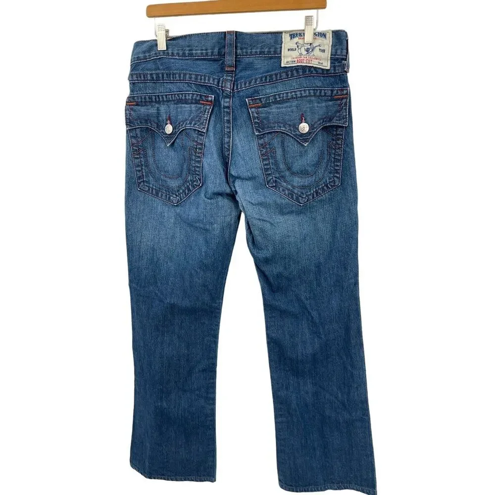 True Religion Bootcut Jeans Flap Pocket Tag reads size 33 waist measures 36